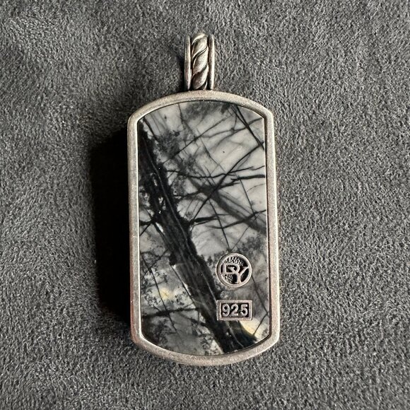 David Yurman XL XLarge Picasso Jasper Dog Tag Pendant - RARE - Picture 5 of 15